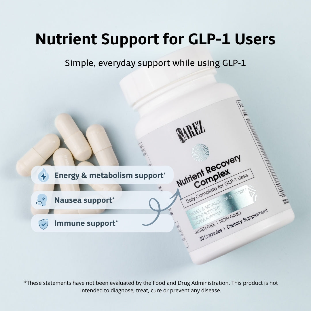 GLP-1 Support Capsules - Methylated Vitamins & Chelated Minerals - Energy, Metabolism, Digeston, Hair & Daily Nutrient Support - With Ginger for Nausea - Gentle on Stomach — 30 Day Supply